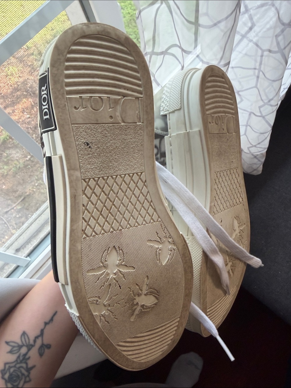 Dior High-Top Sneakers in Gray and White Monogram - Picture 5 of 10